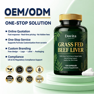 Custom Branding OEM Grass Fed Freeze Dried Beef <b>Liver</b> Capsules 750mg Non-GMO Halal Iron Vitamin B12 Daily Vitality 120 Adult - Product Image 1