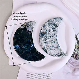 Artesanías de Cristal con Piedras Preciosas Naturales, Adornos de Ágata Musgosa Pulida con Tallados de Luna en Venta - Product Image 6