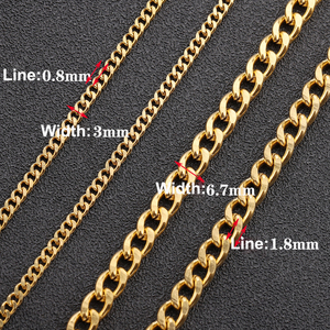 Vente directe usine – Collier et bracelet pour homme en acier inoxydable plaqué or 18 carats, 3 mm, poli double face, style Hip Hop Punk, maille <span class=keywords><strong>gourmette</strong></span> cubaine - Product Image 3