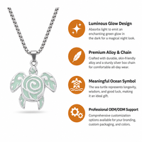 Nouveaux colliers pendentifs tortue lumineux pour Halloween, collier créatif hip-hop tortue en acier inoxydable