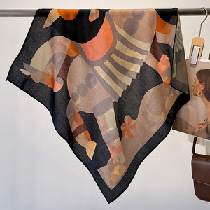 ربطة شعر قطنية بأشكال شعر مخملية حريرية عالية الجودة ربطة شعر ملفوفة 70*70 سم ربطة شعر صغيرة مربعة مطبوع عليها حصان للعمل وشاح بربطة عنق للسيدات - Product Image 6