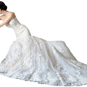 French Mermaid Strapless Wedding Dress With Train Lace Vintage Style For Petite Brides Summer 2026 - Product Image 5