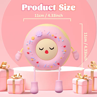 Lampe de bureau LED en silicone style moderne en forme de donut, lumière chaude, contrôle par capteur, support de téléphone, batterie, design chocolat, à tapoter