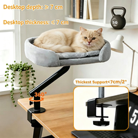 Lit de bureau confortable pour chats, hamac pour chat, nid à fixer, hauteur réglable, housse amovible, imitation fourrure, lit pour chat