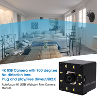 ELP Webcam 4K USB Fokus Otomatis, Kamera Penglihatan Malam Tanpa Distorsi Lensa IMX415 Sensor UVC Kamera Web Ultra HD untuk Konferensi Video