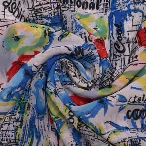 Lujosa tela de gasa con estampado digital con patrones Jacquard y lisos para mujeres y niñas Creaciones de moda - Product Image 1