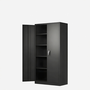 Modern Lockable <b>Metal</b> <b>Filing</b> <b>Cabinet</b> Glass Door Storage Cupboard 4 Shelf Organizer for Office Home Office Workshop - Product Image 3