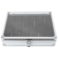 Caja de aluminio con 12 ranuras para relojes, caja de almacenamiento para exhibición de joyas, caja cuadrada de ante, contenedor interior, ataúd para reloj, 1 ud.