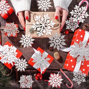 Trắng Bạc Giáng Sinh Bông Tuyết Đồ Trang Trí 36Pcs Cảm Thấy Long Lanh Treo Bông Tuyết Mùa Đông Wonderland Đông Lạnh Trang Trí Trang Trí Nội Thất - Product Image 4