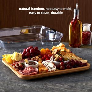 Bamboo Serving <b>Tray</b> 38.1x29x7cm Multi Compartment Food <b>Storage</b> <b>Tray</b> For Residential Use - Product Image 4