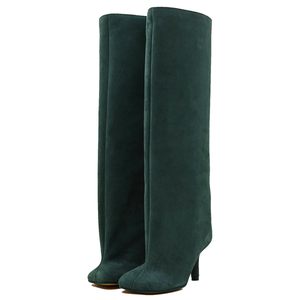 Eleganti Stivali Alti da Donna Stile Texano in <span class=keywords><strong>Camoscio</strong></span> Nude con Pelliccia e Tacco <span class=keywords><strong>Alto</strong></span>, Stivali Alti al Ginocchio a Gamba Larga per Signore - Product Image 1