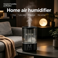 Humidificateur d'air ultrasonique intelligent 5.0L avec écran tactile LED, diffuseur d'huiles essentielles à faible bruit pour la maison