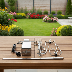 Bộ dụng cụ nướng xiên quay bằng than, động cơ 15W, dành cho thịt lợn, gà, nướng trên vỉ nướng kim loại lớn - Product Image 4