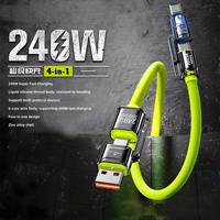 Câbles de charge et de données 4-en-1 240W en gros, chargeur rapide USB Type C pour iPhone 16 et téléphones mobiles Android