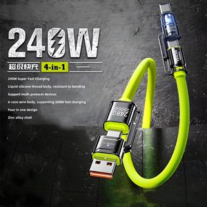 Venta al por mayor 240W 4 en 1 Cables de Datos de Carga <span class=keywords><strong>USB</strong></span> Tipo <span class=keywords><strong>C</strong></span> Cargador Rápido para iPhone <span class=keywords><strong>16</strong></span> para Android Cable de Cargador de Teléfono Móvil - Product Image 2