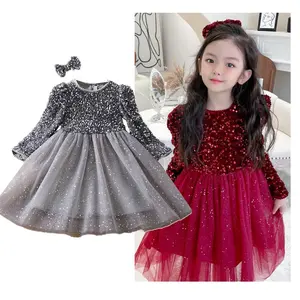 3 4 5 6 7 8 Year Old Frock Cloth Tulle Sequin Dress Kids Girls Party Dresses Princess Children Ball Latest Gown Designs for Kids