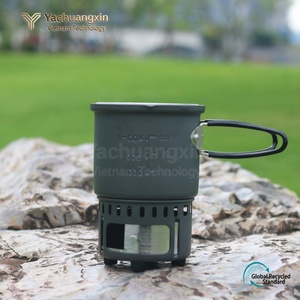 Olla portátil de aluminio para acampar de 400 ml con estufa de alcohol integrada para cocinar al aire libre - Product Image 5