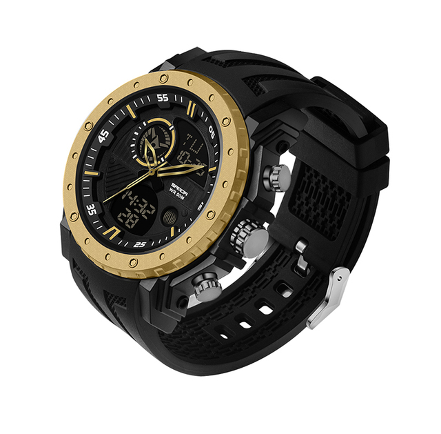Sanda 6012 Men Brand Digital Quartz Watch Sports Dual Display Date Week Clock Waterproof Electronic Wristwatch for Mens Relojes