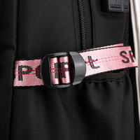 Katseye Tas Ransel Fashion Poliester USB Gaya Netral Lintas Batas dengan Pola Cetak Tepi Kontras Kapasitas Besar Gaya Korea