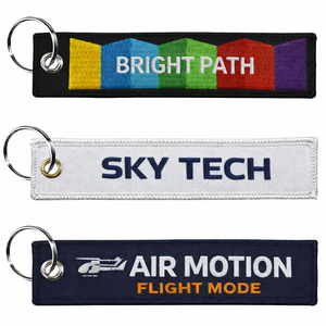 Wholesale Fabric Woven Embroidery <b>Key</b> Chain <b>Label</b> Custom Logo Double Side Keyring Embroidery Jet Tag Airplane Keychain - Product Image 1