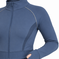 Veste Courte Femme Anti-UV UPF50+ Légère Respirante Séchage Rapide Col Montant Entièrement Zippée avec Maille Aérée et Manchettes à Trous pour Pouces Coupe Ajustée
