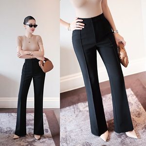 Pantalon mi-évasé pour femme, décontracté, uni, tissé, style vietnamien, mode estivale, séchage rapide, léger, polyester élasthanne, OEM - Product Image 3