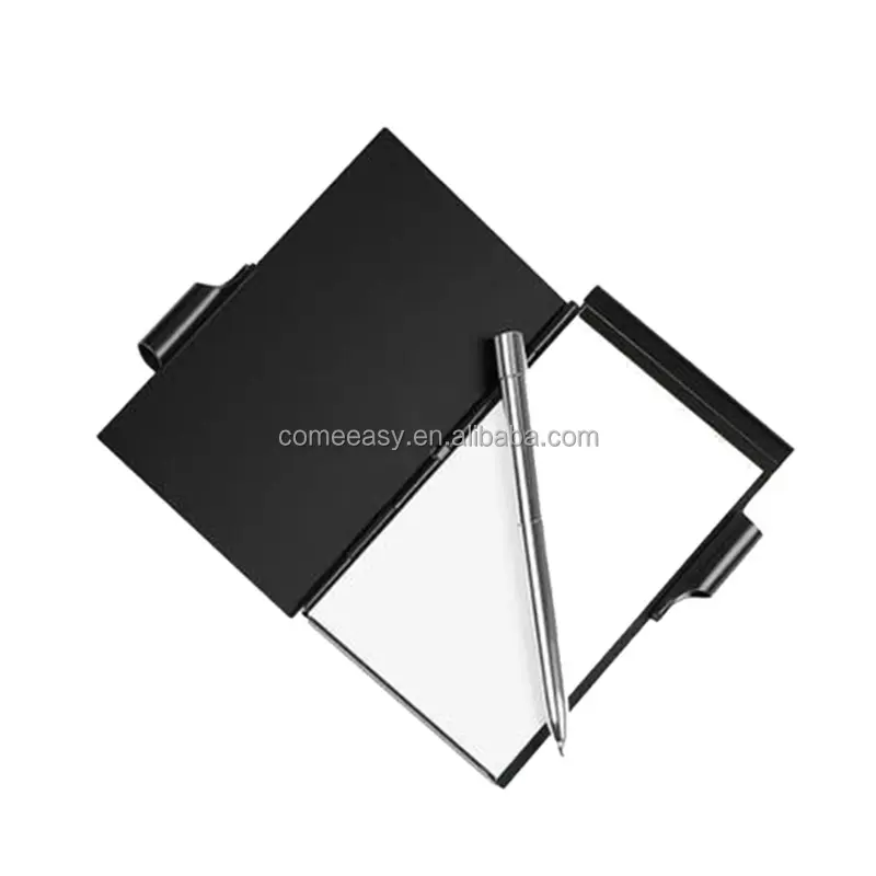 2022 black color notes box Aluminium pocket notebook holder memo case with ball metal pen