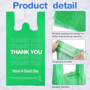 ถุงเสื้อยืดย่อยสลายได้พร้อมหูหิ้ว วัสดุ PE ปรับแต่งได้ สำหรับใช้จำนวนมาก ธุรกิจขนาดเล็ก ร้านค้าปลีก ซูเปอร์มาร์เก็ต ตลาดอาหารแบบนำกลับบ้าน - Product Image 2