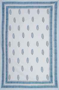 Nappe en coton imprimé Handblock en vert sauge et couverture de table blanche pour les repas et les fêtes - Product Image 3