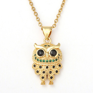 <span class=keywords><strong>Collana</strong></span> all'ingrosso del pendente del <span class=keywords><strong>gufo</strong></span> del progettista dell'ottone dell'oro 18k del progettista animale del gioiello del <span class=keywords><strong>gufo</strong></span> per il regalo di natale - Product Image 1