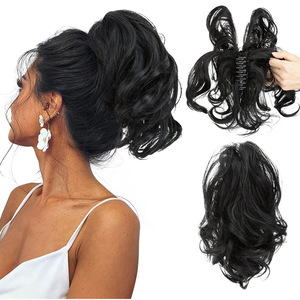Extensiones de Cabello Rizado con Clip de Garra para Cola de Caballo Corta, Postizo de Moño Despeinado con Clip Metálico Ajustable para Mujer, Aspecto Natural Sintético - Product Image 2
