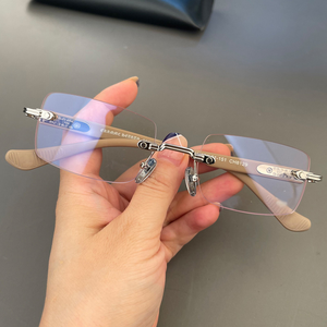 Thời trang mới siêu nhẹ Retro có thể tái chế đục lỗ không vành vuông chống ánh sáng màu xanh kính khung kính mắt khung cho nam giới - Product Image 4