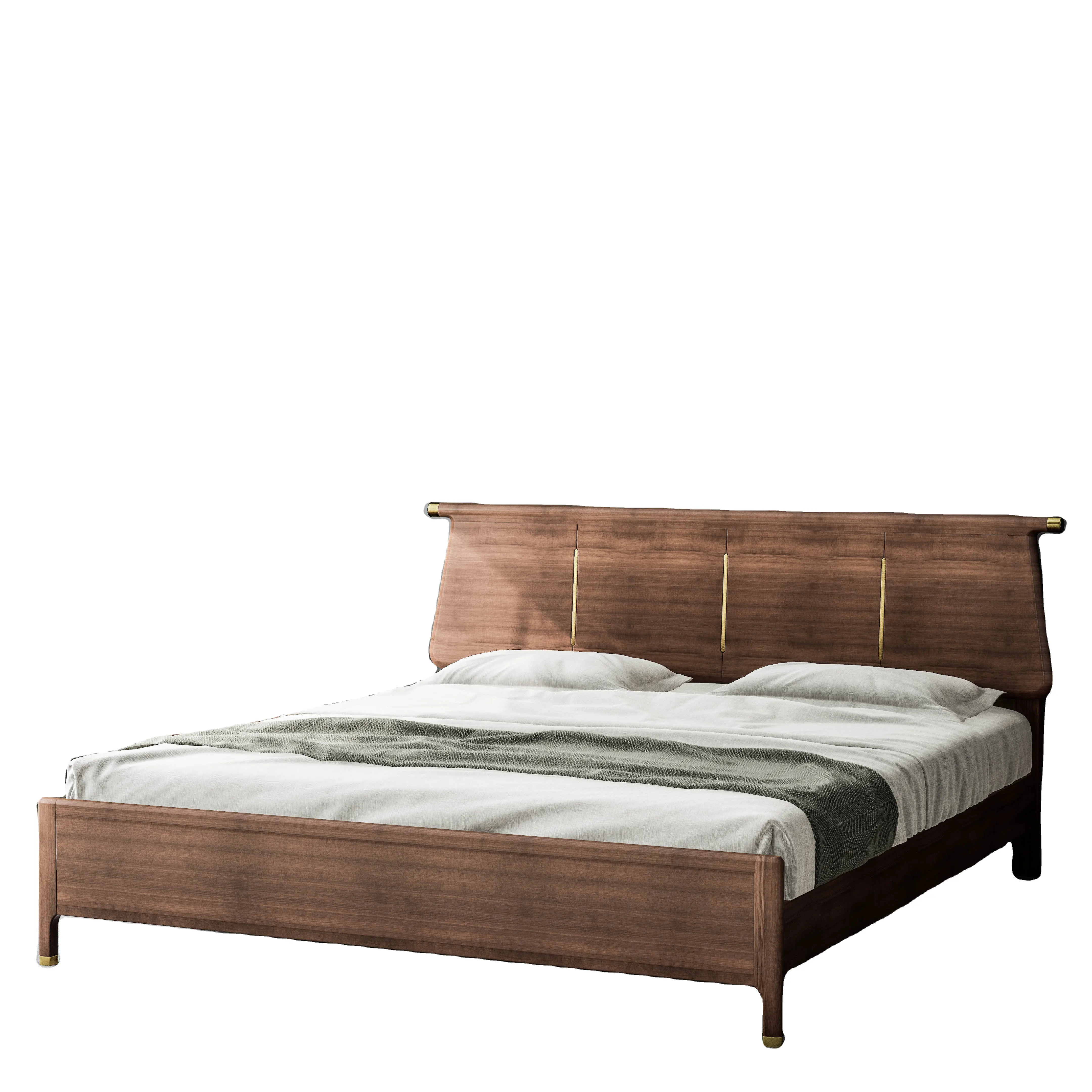 최신 디자인 침실을 % s 현대 나무로 되는 단단한 나무 단 하나 두 배 침대 디자인