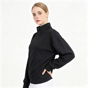 Women Horse Riding Sweatshirt Custom Logo <strong>Half</strong> Zip Stand Collar Pullover Equestrian 1/4 Zip Base Layer Tops Wholesale - Product Image 2