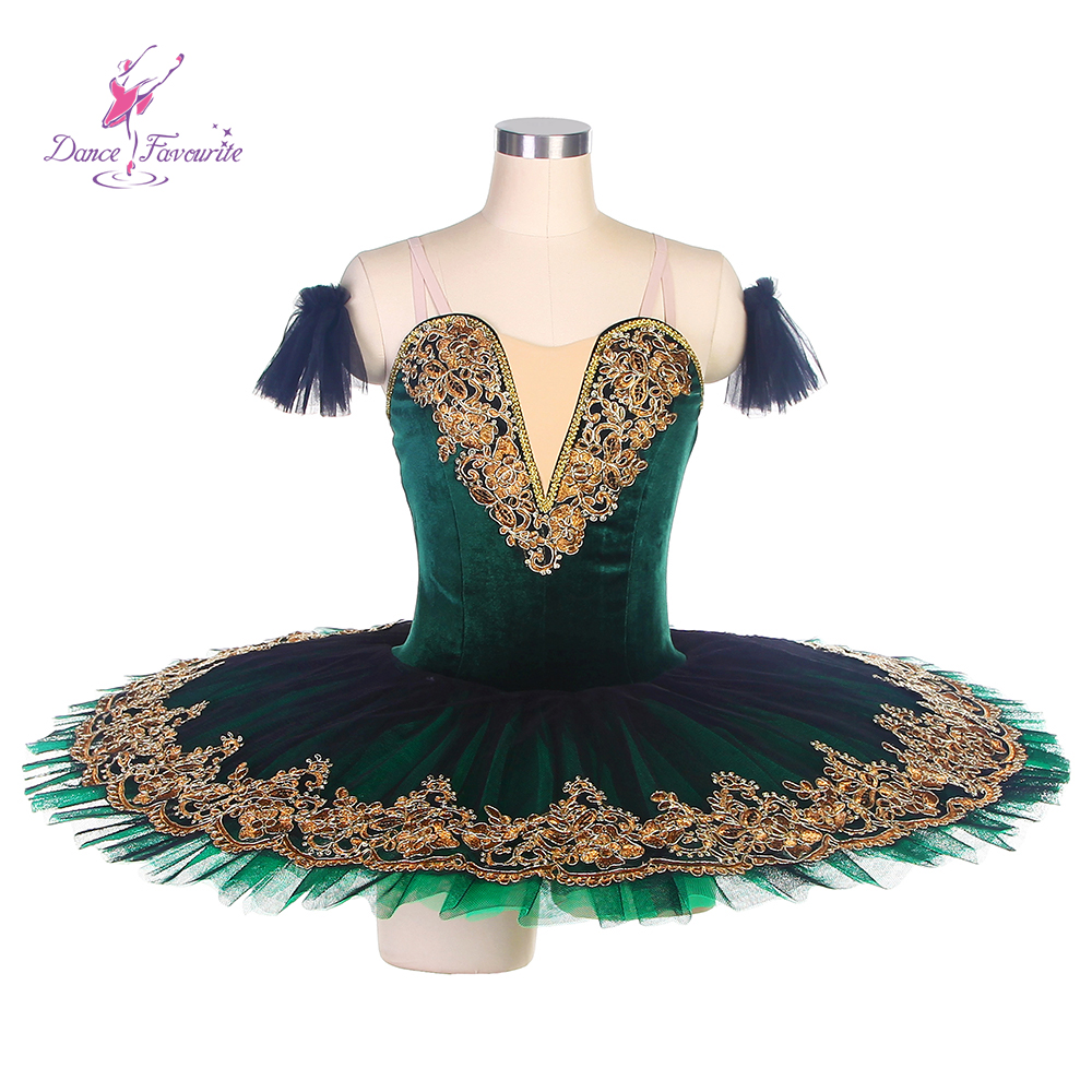 BLL090 Black/Green Ballet Tutu with Stretch Velvet Bodice - Premier Women's Dance  Costume for Performances and Stage Wear
