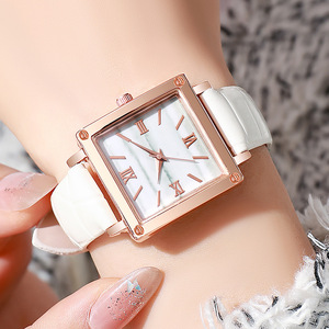 Montre élégante en cuir pour femmes, style vintage, cadran carré, montre-bracelet à quartz, bracelet coloré, montre tendance - Product Image 2