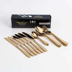 24-Piece Gold Stainless Steel Cutlery Set High Quality Luxury Nordic Design Style Heavy Texture Reusable Tableware - Product Image 2