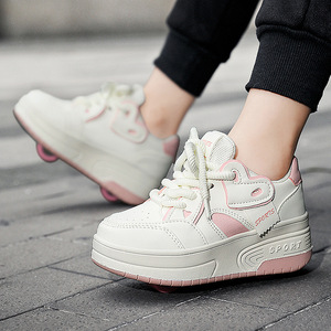 Chaussures de sport pour enfants avec roues cachées, baskets à double roue pour garçons et filles, chaussures de skate portables pour l'extérieur - Product Image 2