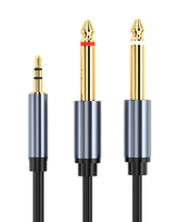 Cable Divisor de Audio Estéreo/Mono TS de 3.5mm a Doble 6.35mm TRS de 2m para Teléfono/Laptop/Multimedia/Hogar