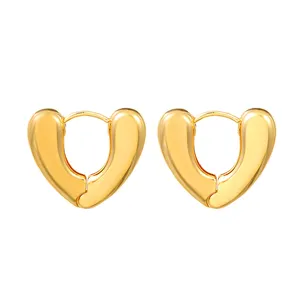 Gioielli moda oro placcato in acciaio inox cinese a buon mercato accessori da donna Design popolare cuore orecchini a cerchio - Product Image 1