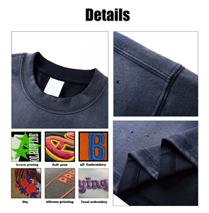 批发时尚休闲男士水洗100% 棉t恤定制高品质复古圆领短袖t恤 - Product Image 6