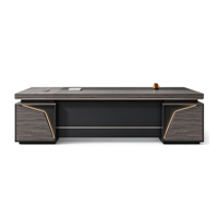 Nouveau bureau de direction en bois moderne en forme de L avec rangement - Design luxueux et écologique pour PDG/directeur