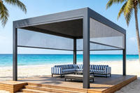 Pergola extérieure en aluminium à persiennes de type 220, avec stores anti-vent et grille en option, auvent de terrasse intelligent pour gîtes