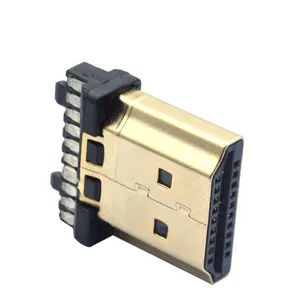 Connecteur de prise mâle usb H-D-M-I à 20 broches, câble d'interface multimédia HD 1080P connecteur plaqué or échantillon gratuit