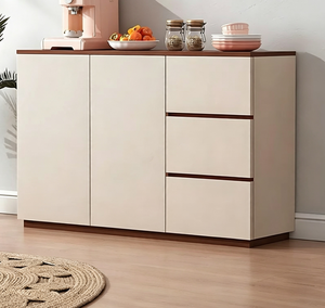 Modern Sideboard Cabinet White Storage <b>Cupboard</b> Wooden Top Freestanding Organizer for Living Room Dining Area - Product Image 4