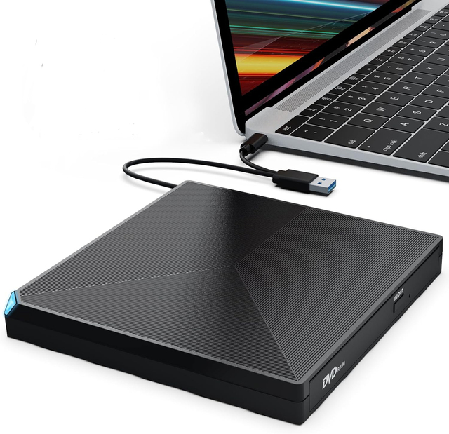 External DVD Drive Amicool USB 3.0 Type-C CD DVD +/-RW Optical Drive USB C Burner Slim CD/DVD ROM Rewriter Writer Reader
