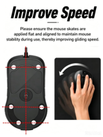 Patins de souris adaptés aux tapis de souris en verre, auto-adhésifs, installation facile, personnalisation de la friction DIY, distance de levage parfaite
