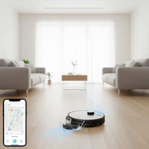 หุ่นยนต์ดูดฝุ่น PSM30 ระบบนำทางด้วยเลเซอร์ แรงดูด 3000Pa ควบคุมผ่านแอพ Wi-Fi แบตเตอรี่ 2600mAh สำหรับใช้ในครัวเรือน - Product Image 2