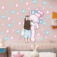 Pegatinas de pared personalizadas con diseño de chica encantadora, reutilizables, estilo Art Deco, troqueladas, de PVC autoadhesivas, para decoración del hogar.