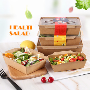 Mỡ Bằng Chứng Bao Bì Kraft Hộp Giấy Ăn Trưa Bento In Ấn Salad Phân Hủy Sinh Học Giấy Kraft Nướng Gà Hộp Giấy - Product Image 4